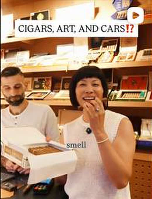 An art show inside a private cigar club